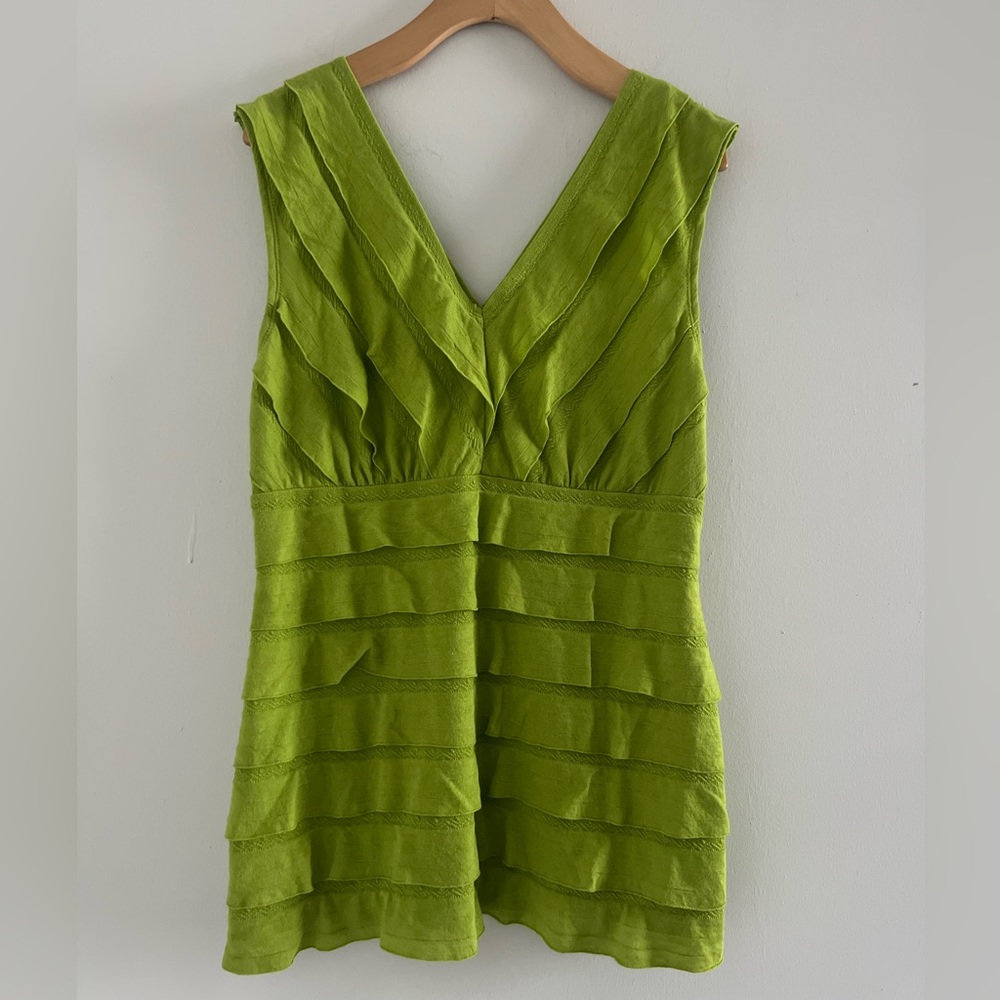New Directions Y2K Green Ruffle Tunic Sz M